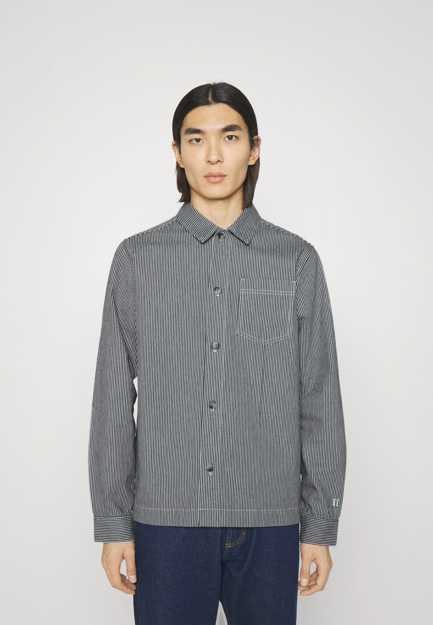Les Deux Layton Stripe Hybrid Shirt - Chaqueta Fina - Dark Navy/Ivory